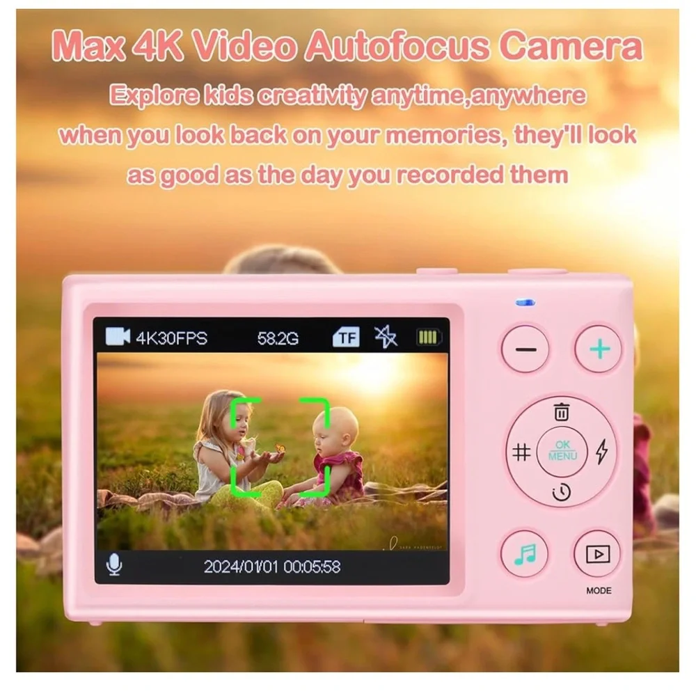 NIB Digital Camera,W/ 64GB Card & 2 Pack Battery,4K/1080p 18X Zoom,Anti-shake